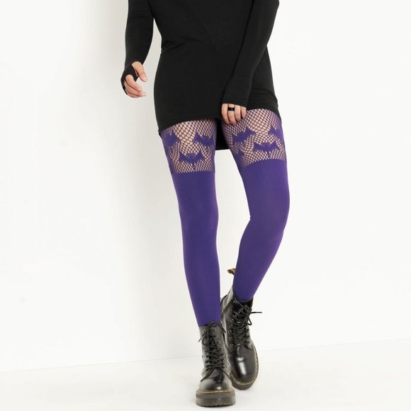 Blackmilk - Purple Bats Suspender Hosiery - Limited NWT - Picture 1 of 6